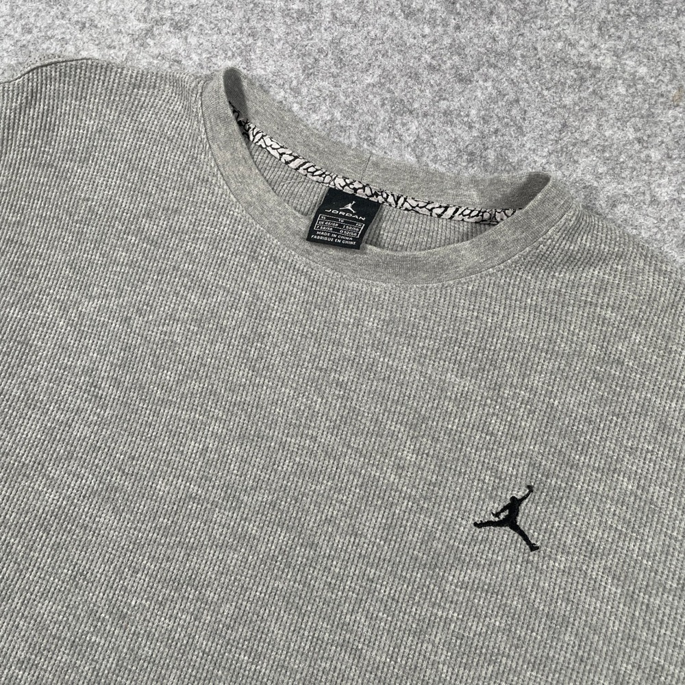Jordan Mens Shirt XL Gray Long Sleeve Athletic Streetwear Knit Waffle Air